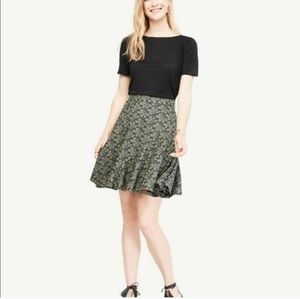 Ann Taylor Eyelet Lace A-Line Leaf Print Skirt